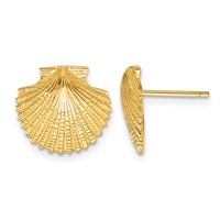 14K Yellow Gold Scallop Shell Post Earrings view 1