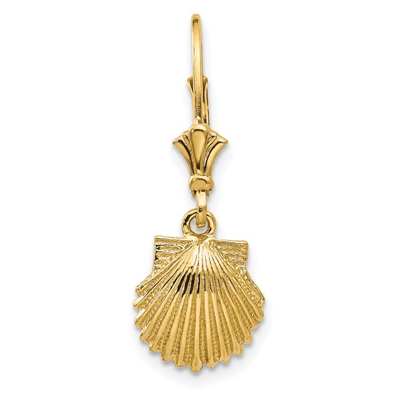Gold Sea Shell Leverback Earrings