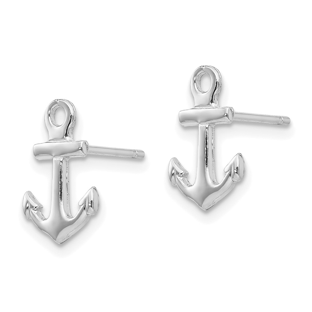 14K White Gold Anchor Post Earrings (K4502W)