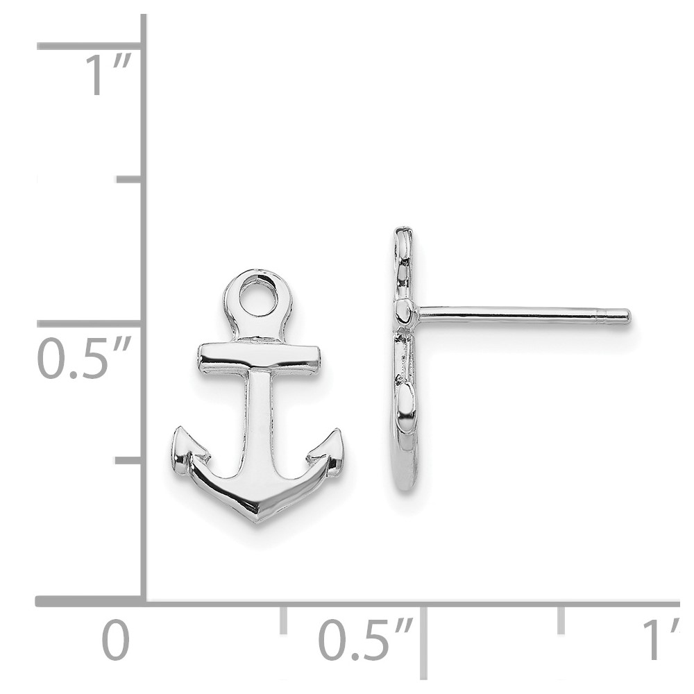 14K White Gold Anchor Post Earrings (K4502W)
