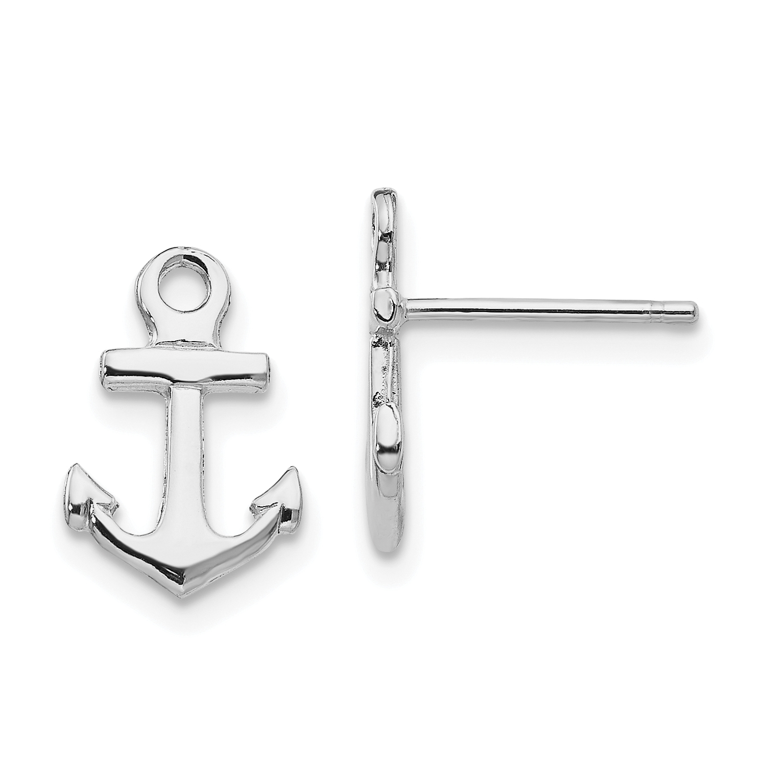 14K White Gold Anchor Post Earrings (K4502W)