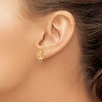 14K Yellow Gold Anchor Earrings with Rope Trim Post view 3