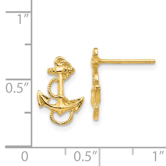 Gold Anchor Post Earrings