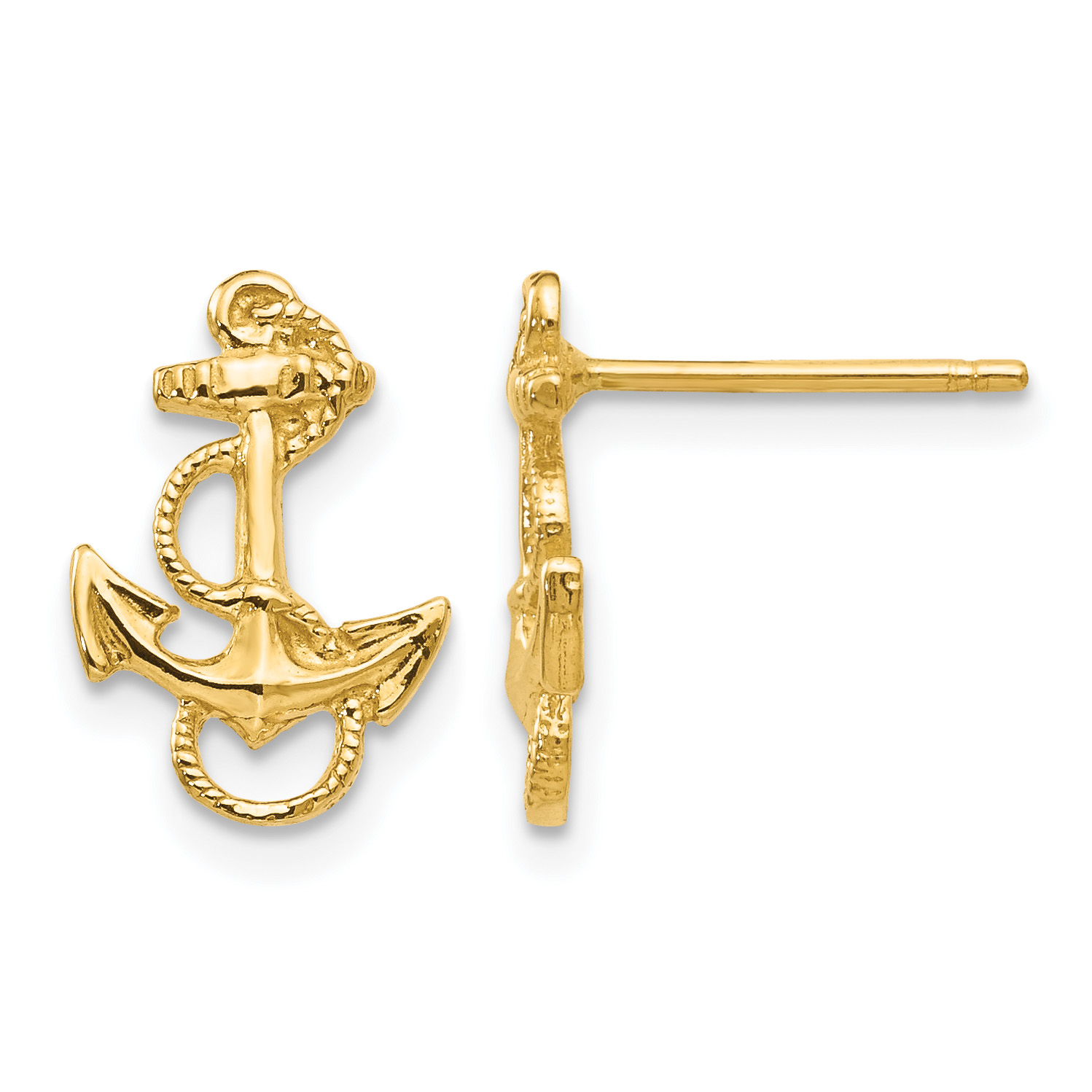 14K Anchor with Rope Trim Post Earrings (K4504)