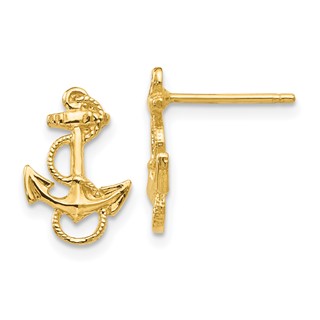 Gold Anchor Post Earrings