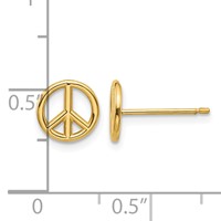 14K Polished 8mm Peace Symbol Post Earrings view 4