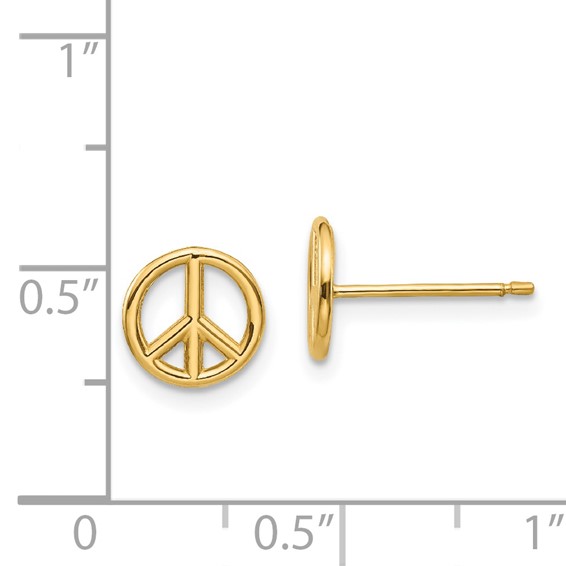 Gold Peace Symbol Post Earrings