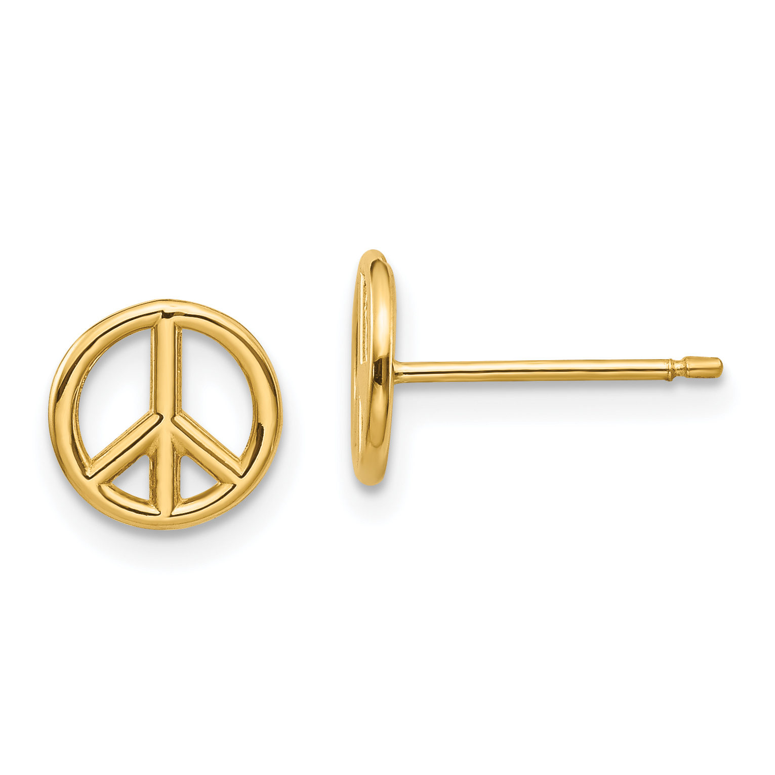 14K Polished Peace Symbol Post Earrings (K4516)