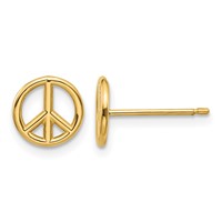 14K Polished 8mm Peace Symbol Post Earrings view 1