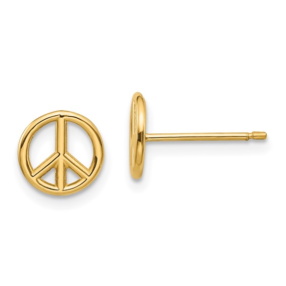 Gold Peace Symbol Post Earrings