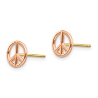14K Rose and Yellow Gold Polished 8mm Peace Symbol Post Earrings view 2