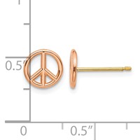 14K Rose and Yellow Gold Polished 8mm Peace Symbol Post Earrings view 4