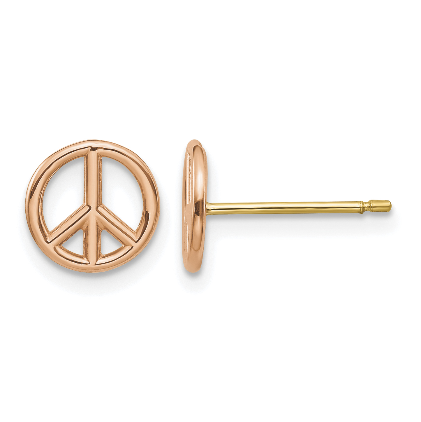 14K Yellow & Rose Gold Polished Peace Symbol Post Earrings (K4516R)