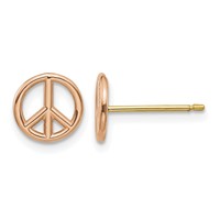 14K Rose and Yellow Gold Polished 8mm Peace Symbol Post Earrings view 1