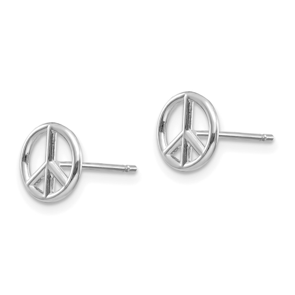 14K White Gold Polished Peace Symbol Post Earrings (K4516W)
