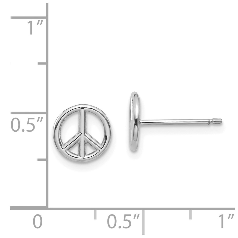 14K White Gold Polished Peace Symbol Post Earrings (K4516W)