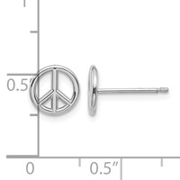 14K White Gold Polished 8mm Peace Symbol Post Earrings view 4