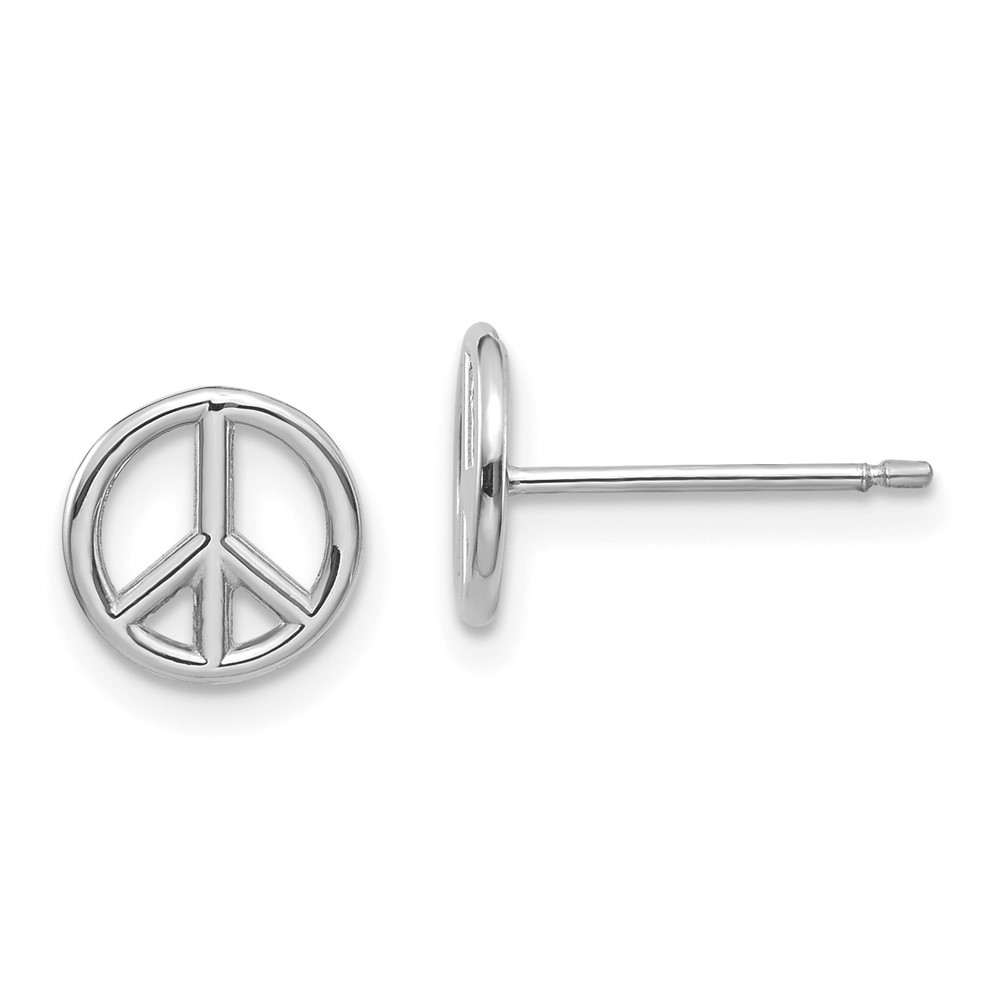 14K White Gold Polished Peace Symbol Post Earrings (K4516W)
