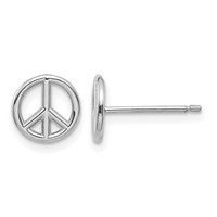 14K White Gold Polished 8mm Peace Symbol Post Earrings view 1