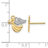 14K and White Rhodium Angel Earrings with Heart Post view 4