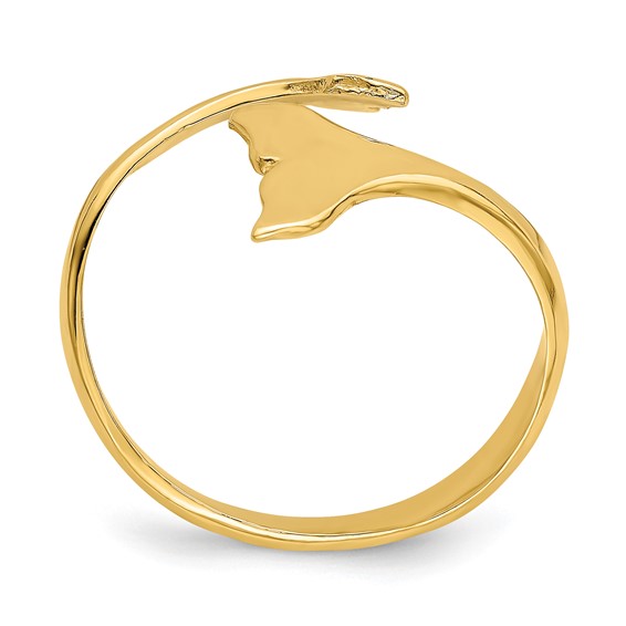 14K Double Whale Tails Bypass Ring