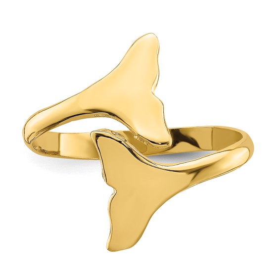 14K Double Whale Tails Bypass Ring