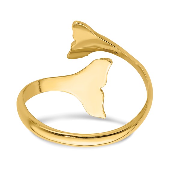 14K Double Whale Tails Bypass Ring