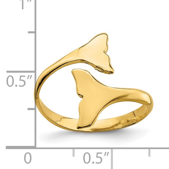 14K Double Whale Tails Bypass Ring