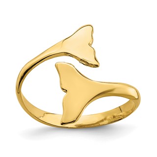 14K Double Whale Tails Bypass Ring