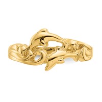 14K Double Dolphins with Waves Ring view 5