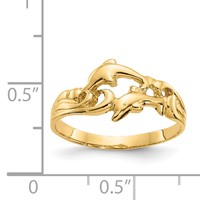 14K Double Dolphins with Waves Ring view 3