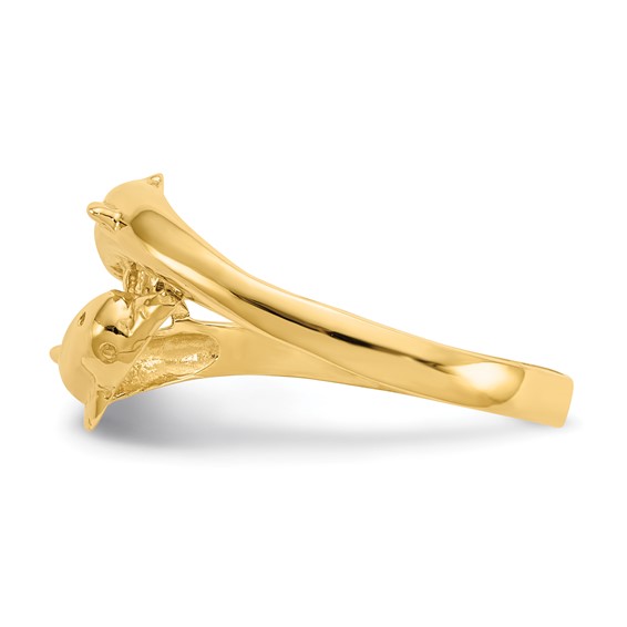 14K Double Dolphins Bypass Ring