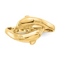 14K Yellow Gold Double Dolphins Bypass Ring view 5