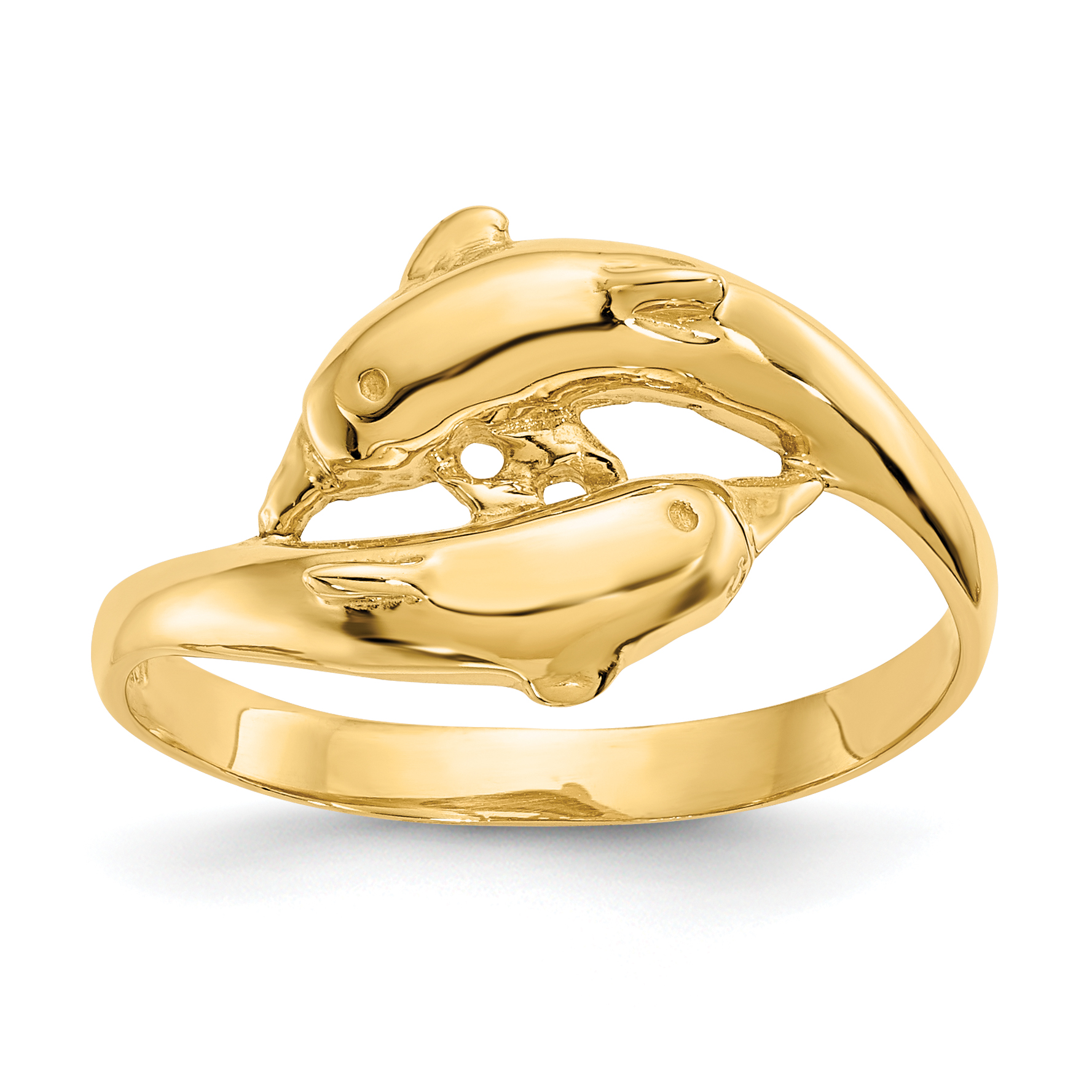 14K Double Dolphins Ring (K4552)