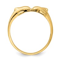 14K Yellow Gold Dolphin Kissing Dolphin Ring view 2