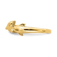 14K Yellow Gold Dolphin Kissing Dolphin Ring view 4
