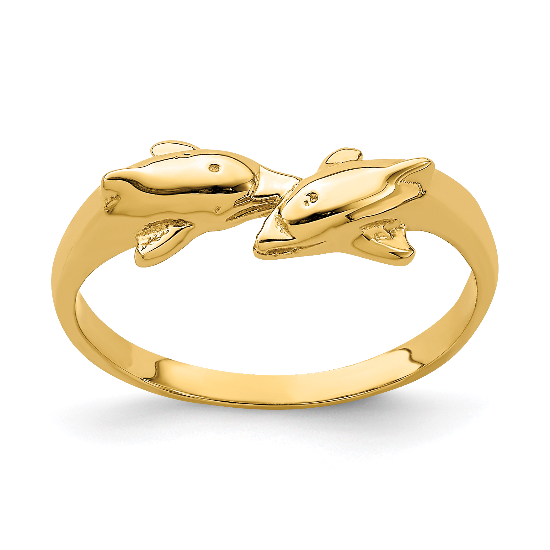 14K Dolphin Kissing Dolphin Ring (K4554)