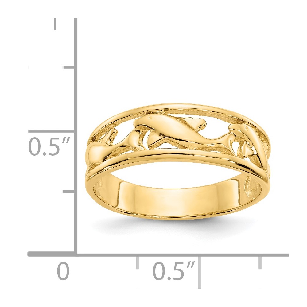 14K Triple Dolphin Band Ring (K4558)
