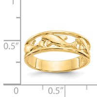 14K Yellow Gold Triple Dolphin Band Ring view 3