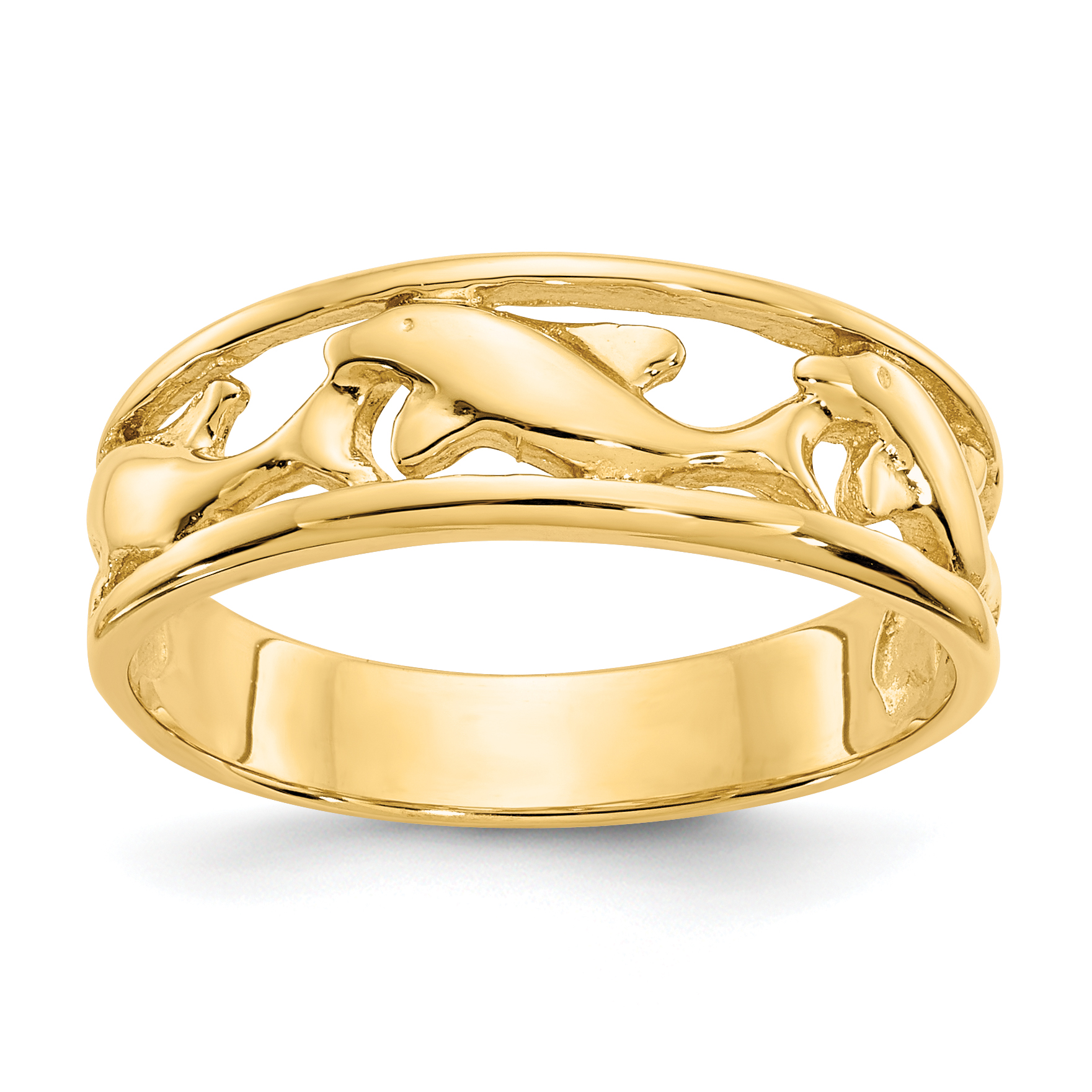 14K Triple Dolphin Band Ring (K4558)
