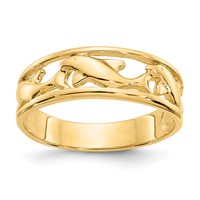 14K Yellow Gold Triple Dolphin Band Ring view 1