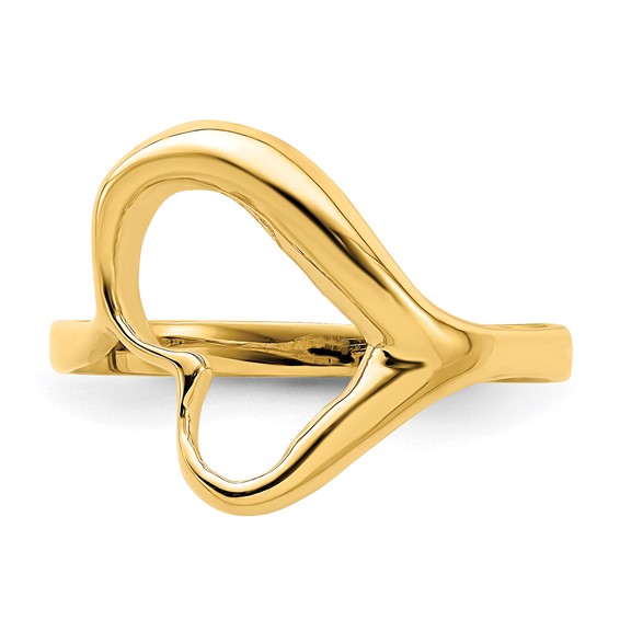 14K Tilted Open Heart Ring
