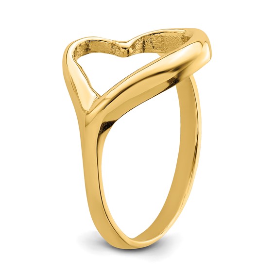 14K Tilted Open Heart Ring