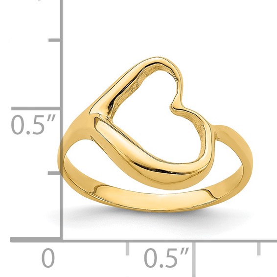 14K Tilted Open Heart Ring