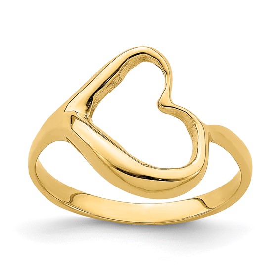 14K Tilted Open Heart Ring