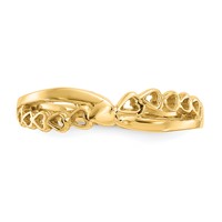 14K Yellow Gold Polished Criss Cross Pattern Hearts Ring view 5