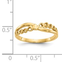 14K Yellow Gold Polished Criss Cross Pattern Hearts Ring view 3
