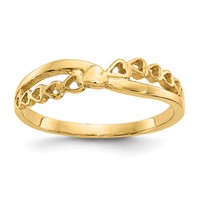 14K Yellow Gold Polished Criss Cross Pattern Hearts Ring view 1