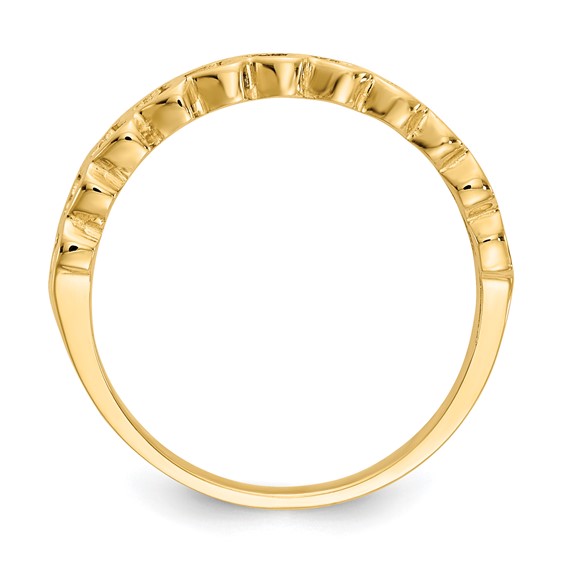 14k Polished Chain Hearts Ring