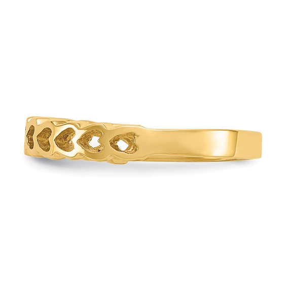 14k Polished Chain Hearts Ring